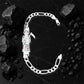 Pulsera Santa Muerte Zirconias Figaro 3x1 Plata 925 6 Mm Negro 6 Cm 21 Cm
