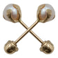 Arete Broquel Bola Perla Natural 4 Mm Mujer Regalo Oro 10k