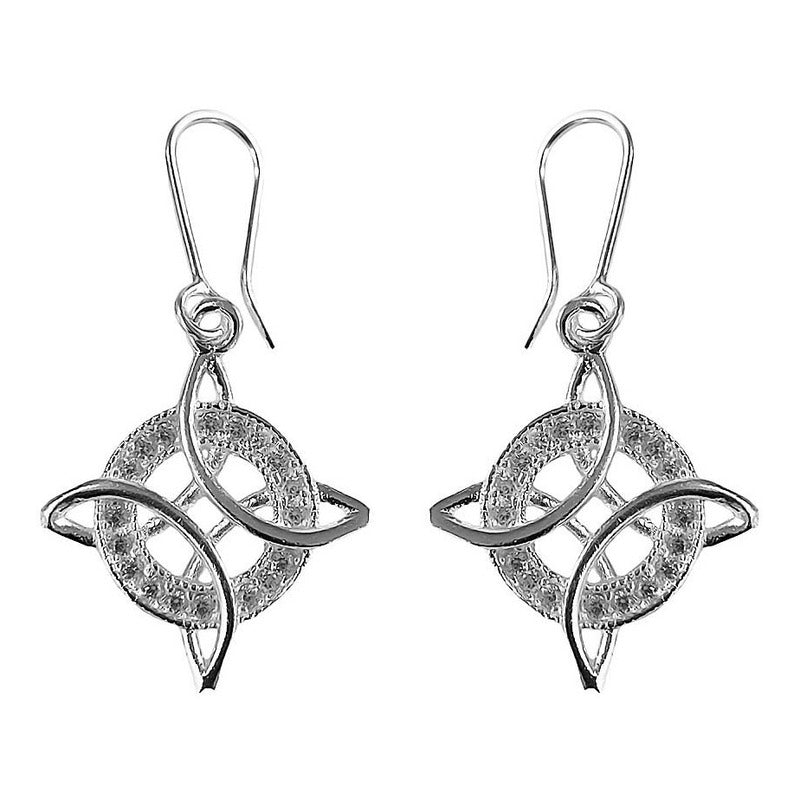 Aretes Gancho Nudo De Bruja Mood 2 Zirconias Plata Ley S925