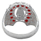 Anillo Santa Muerte Herradura Zirconias Plata Ley 925