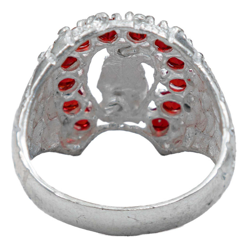 Anillo Santa Muerte Herradura Zirconias Plata Ley 925