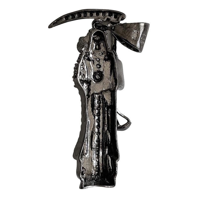Dije Medalla Chica Santa Muerte Con Zirconias En Plata S925