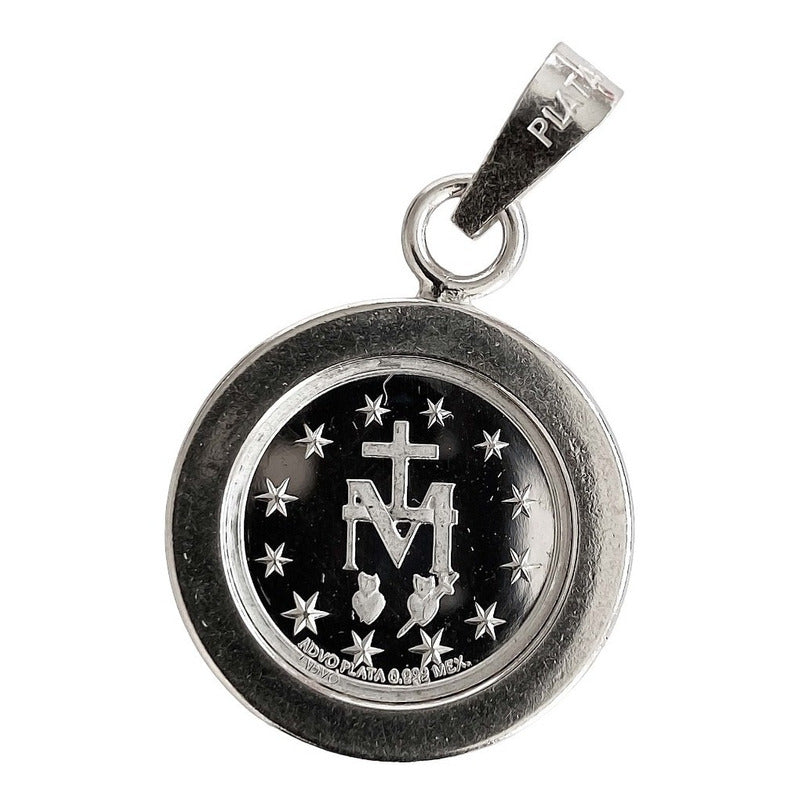 Dije Medalla Virgen Milagrosa Zirconia Plata Pura Ley S999