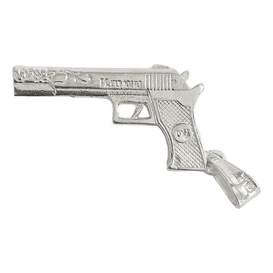Dije Grande Doble Vista Pistola Revolver Plata Ley 925