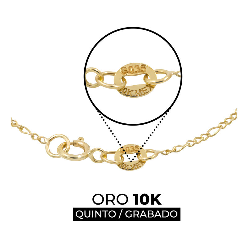 Cadena Fígaro 3x1 Mujer Regalo Oro 10k 55 Cm X 1 Mm 1.4g Amarillo