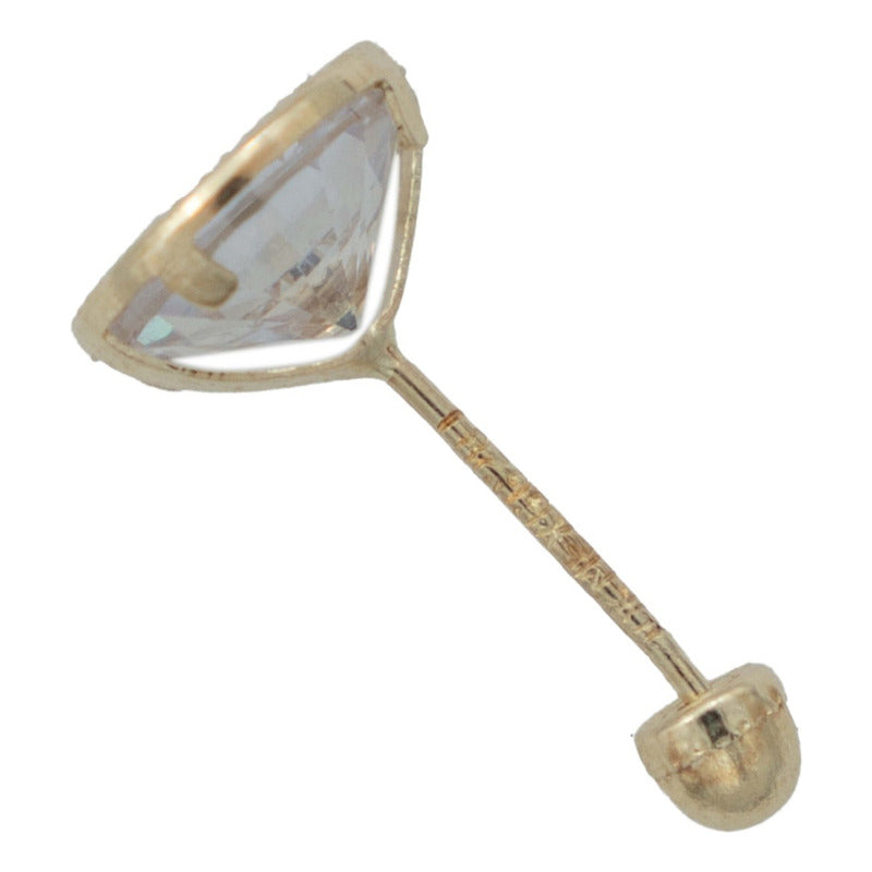 Arete Broquel Bisel Diamantado Zirconia Mujer 6 Mm Oro 10k