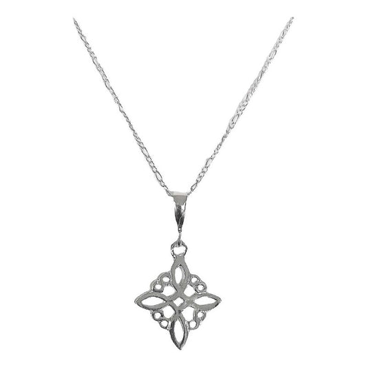 Collar Nudo Bruja Artesanal Liso Plano Chico Plata Ley 925