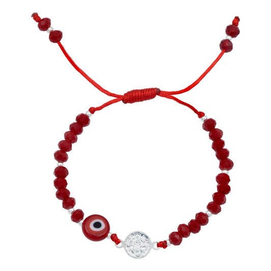 Pulsera Ajustable Niños Niñas Hilo Artesanal Ojo Plata 925