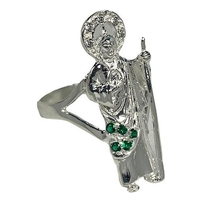 Anillo San Judas Tadeo Con Zirconias Plata Solida 925