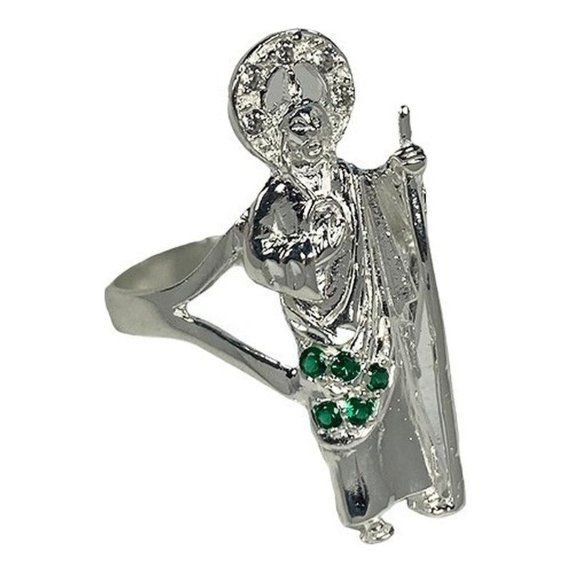 Anillo San Judas Tadeo Con Zirconias Plata Solida 925