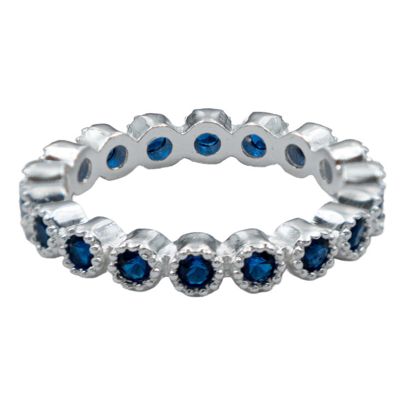 Anillo Churumbela Completa Zirconias De Plata Pura Ley .925