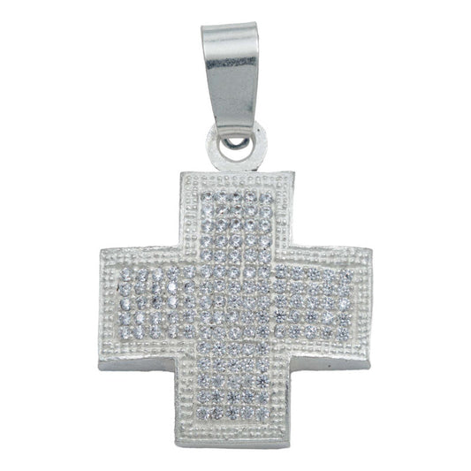 Dije Cruz Ancha Hueca Zirconias Hombre Mujer Plata 925 4 Cm