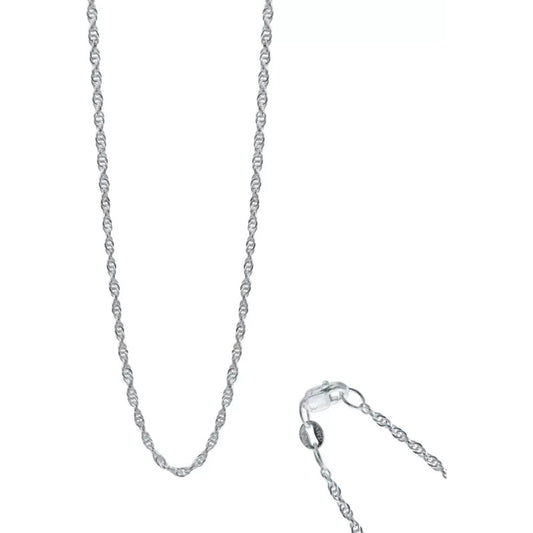 Cadena Delgada Torsal Mujer Plata Italy Ley 925 45cm X 1mm Plateado