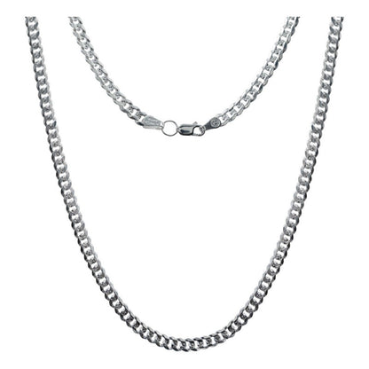 Cadena Cuba Cerrada Diamantada Hombre Plata 925 55 Cm X 5 Mm
