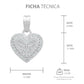 Dije Corazón Zirconia Mujer Amor Mamá Regalo Plata 925 1.7cm