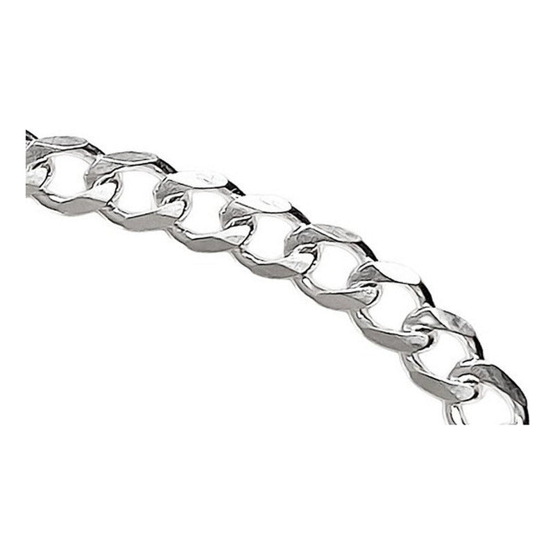 Cadena Cubana Delgada Plata S925 Hombre Barbado 70 Cm X 4mm