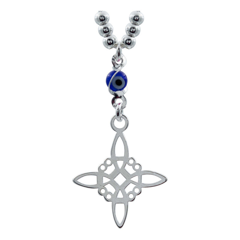 Gargantilla Ajustable Nudo De Bruja Ojo Turco Plata 925