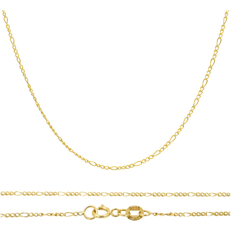 Cadena Fígaro 3x1 Mujer Regalo Oro 10k 55 Cm X 1 Mm 1.4g Amarillo