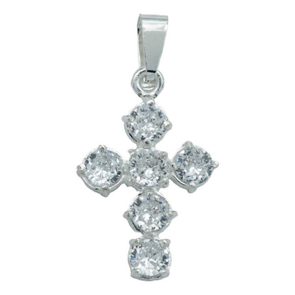 Dije Cruz Catolica De Zirconias Mediano Mujer Plata 925