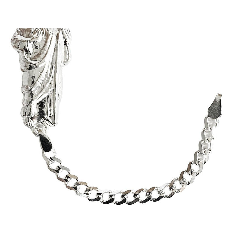 Pulsera San Judas Tadeo Liso Esclava Plata Solida Ley 925