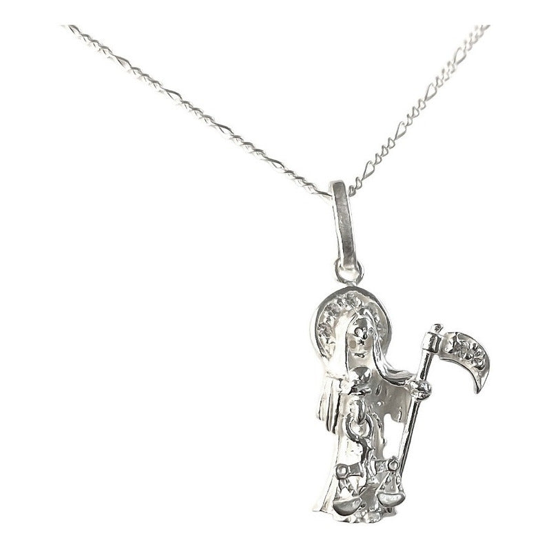 Dijes Santa Muerte En Plata Solida 925 + Cadena Plata S925