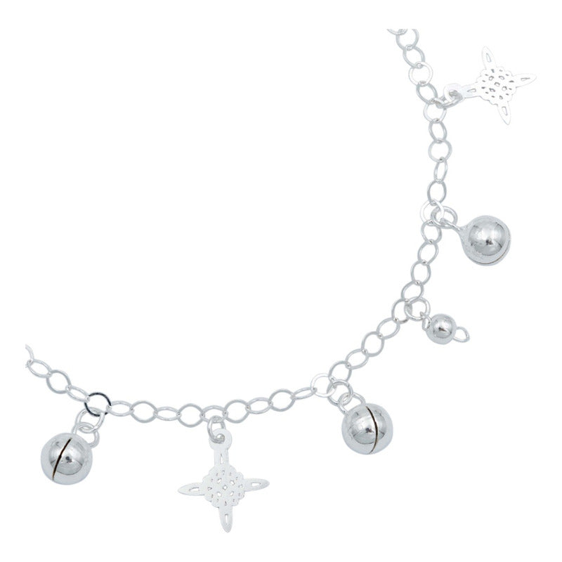 Pulsera Ajustable Nudo De Bruja Amuleto Cascabel Plata S925