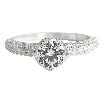 Anillo Compromiso Promesa Boda Corona Deslumbrante Plata 925
