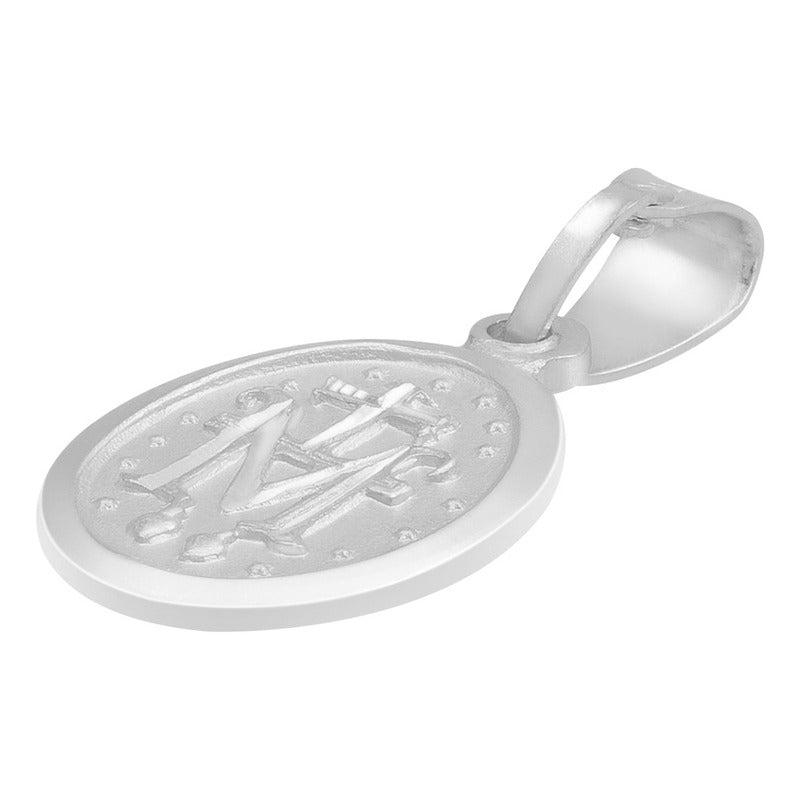 Dije Mini Medalla Bautizo Virgen Milagrosa Mate Plata 925 Plateado