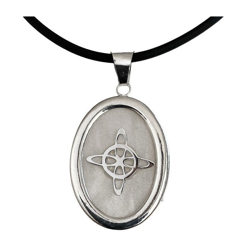 Collar Ajustable Caucho Nudo De Bruja Encapsulada Plata 925