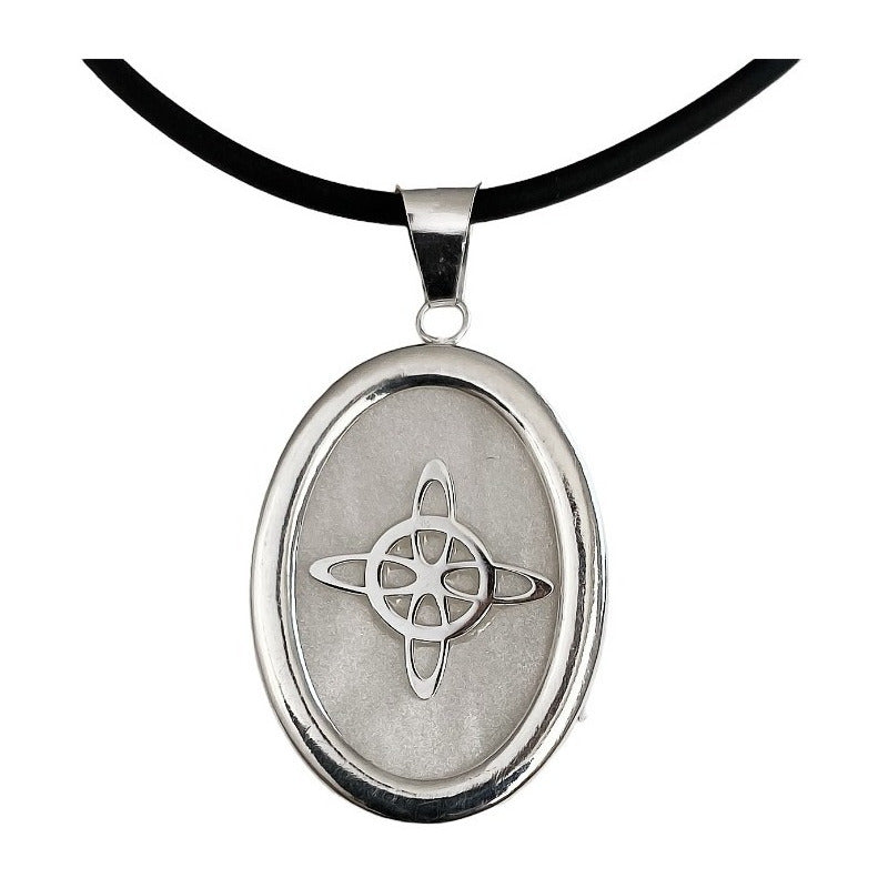 Collar Ajustable Caucho Nudo De Bruja Encapsulada Plata 925