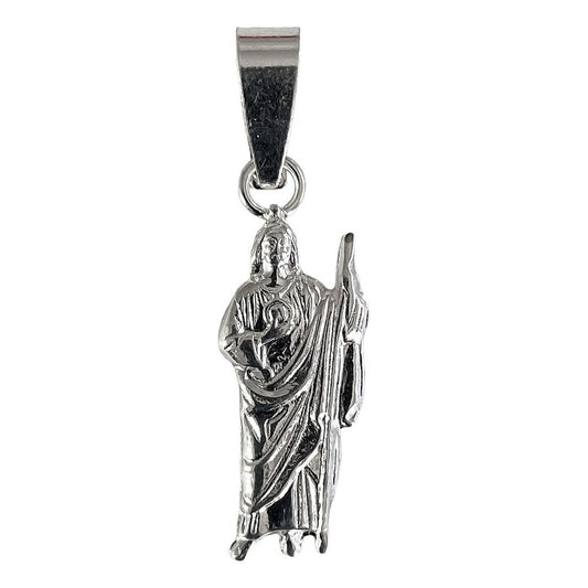 Dije Mini San Judas 3.1 Cm Liso De Plata Ley 925