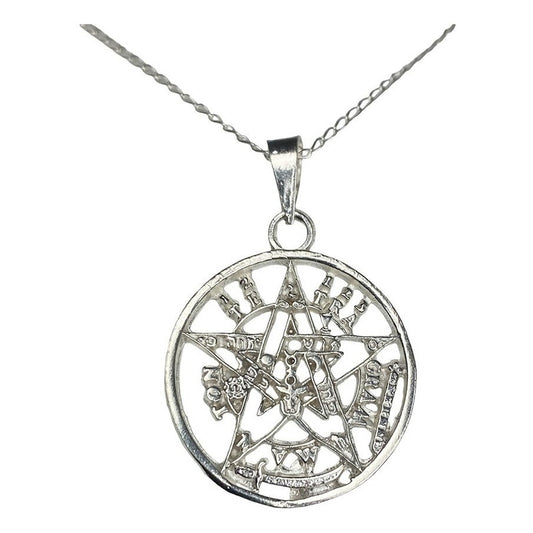 Dije Tetragramaton Plata 925 Medalla Pentagrama + Cadena 925