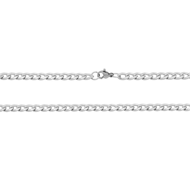 Cadena Collar Cubano De Hombre Mujer Acero Inox Plateado
