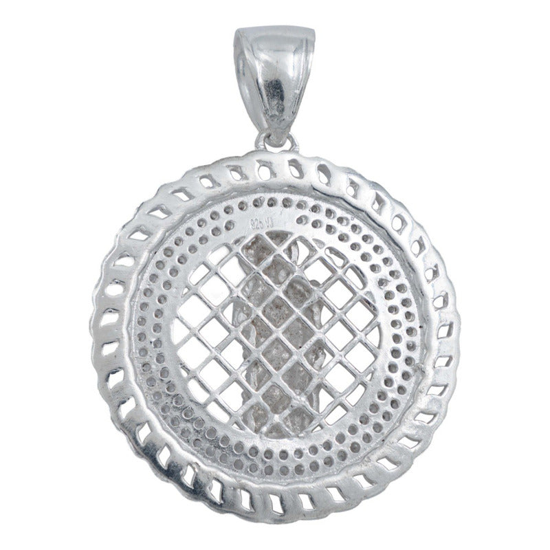 Dije Medalla Grande San Judas Zirconias Hombre Plata 925
