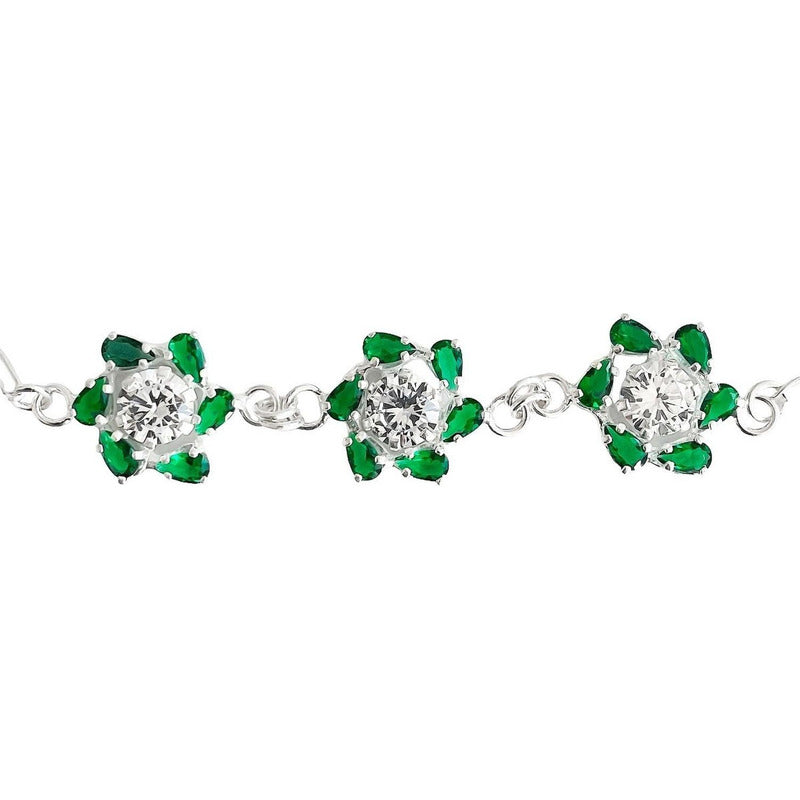 Pulsera Flores Con Zirconias Amor Regalo Plata Ley 925