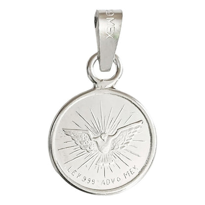 Dije Medalla Espiritu Santo Chica Plata Pura Ley 999