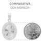 Dije Medalla Oval San Judas Zirconias Plata 925 1.4 Cm Blanco