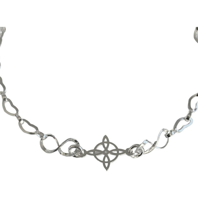 Pulsera Ajustable Nudo De Bruja Triqueta Ojo Turco Plata 925