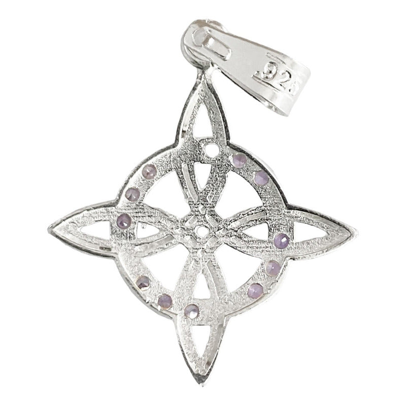 Dije Nudo De Bruja Plano Con Zirconias En Plata Ley 925