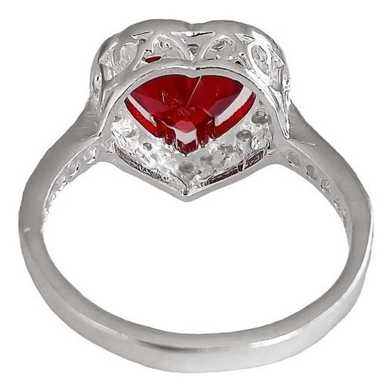 Anillo Corazon Zirconias Amor Promesa Plata Fina Ley S925