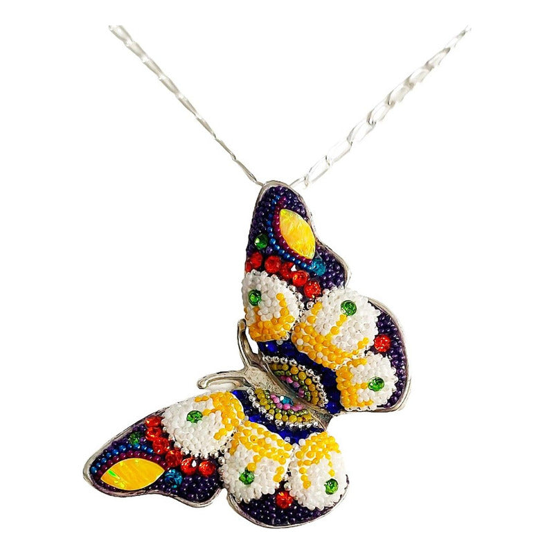 Juego Gigante Completo Artesanal Mariposa Piedras Plata 925