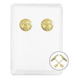 Broquel Arete Boton Medallas San Benito Mujer Regalo Oro 10k