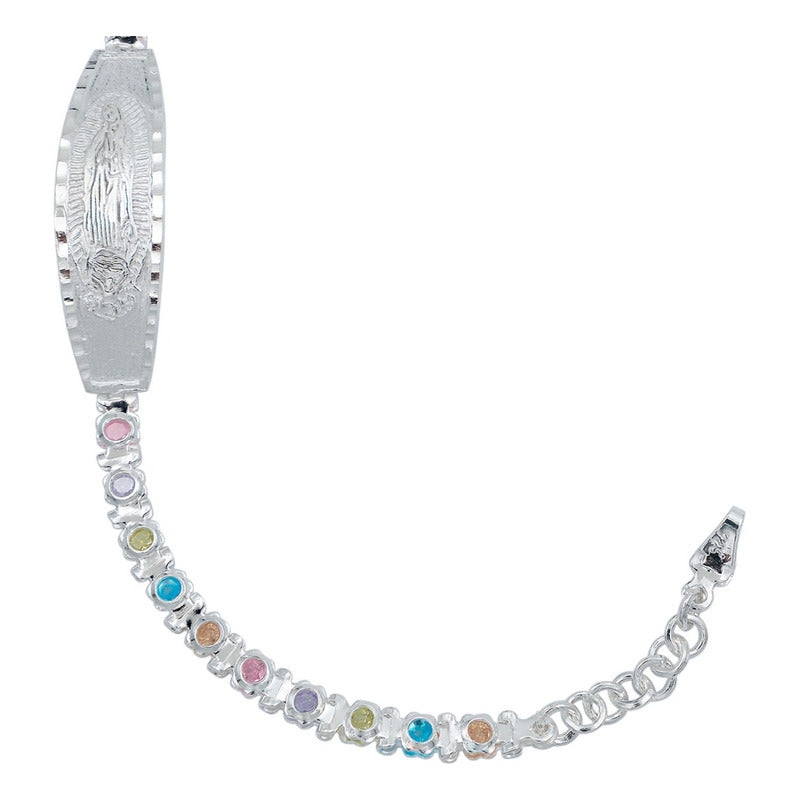 Esclava Ajustable Virgencita Guadalupe Zirconias Plata 925