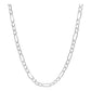 Cadena Figaro 3x1 Diamantada Hombre Plata 925 65 Cm X 7 Mm Plateado