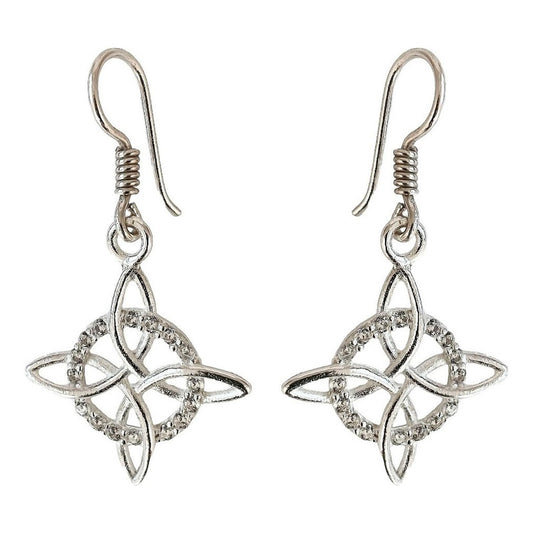 Aretes De Gancho Nudo De Bruja Zirconias Plata Pura Ley S925