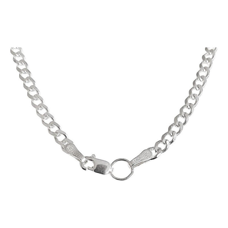 Cadena Cubana Barbada Plata 925 Hombre Mujer 60 Cm X 4 Mm