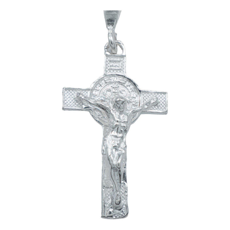 Dije Cruz Jesucristo San Benito Suerte Pulido Plata Ley 925