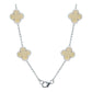 Cadena Con Dijes Trebol Esmaltado Corridos Plata 925 65 Cm