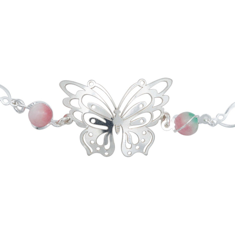 Pulsera Mariposa Primavera Piedra Natural Mujer Plata 925