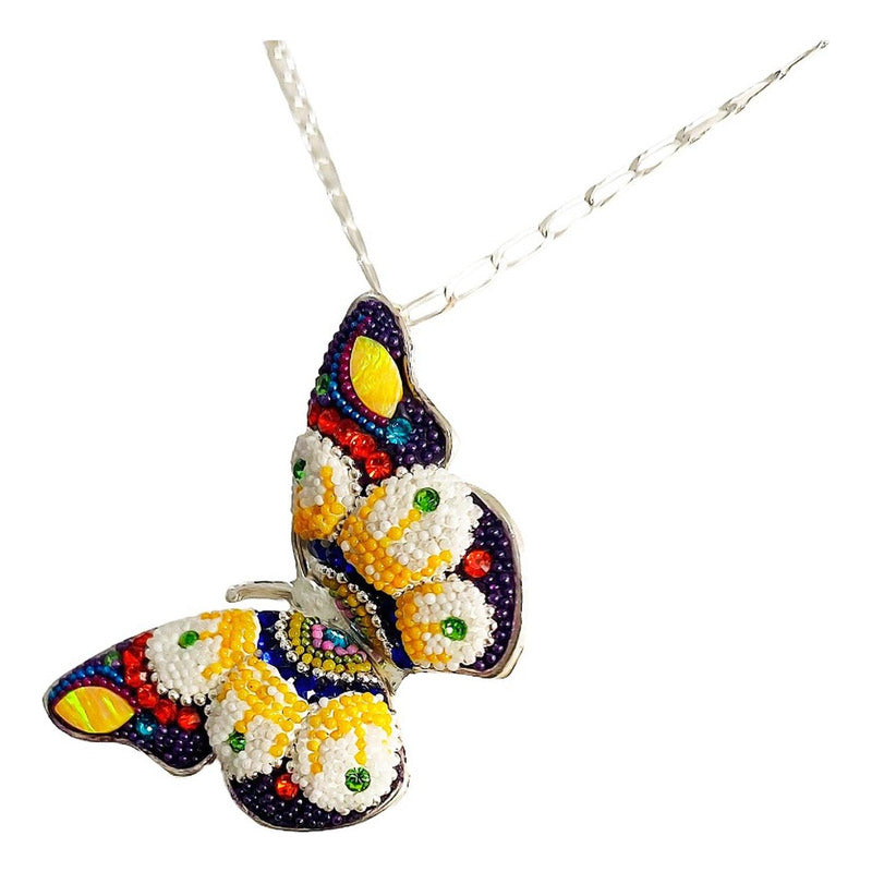Juego Gigante Completo Artesanal Mariposa Piedras Plata 925